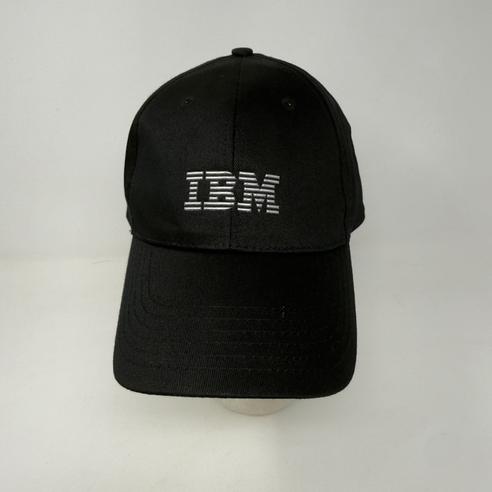 IBM Logo Black Baseball Cap Adjustable K-Products Tech Corporate Hat Hook & Loop